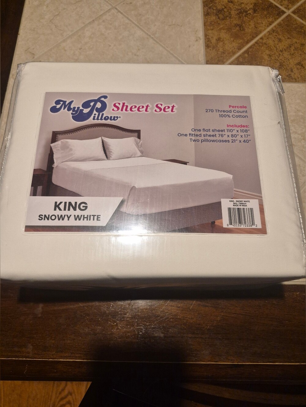 My Pillow Percale Sheet Set Snowy White NWT